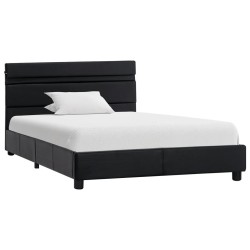 Bettgestell mit LED Schwarz Kunstleder 90x200 cm