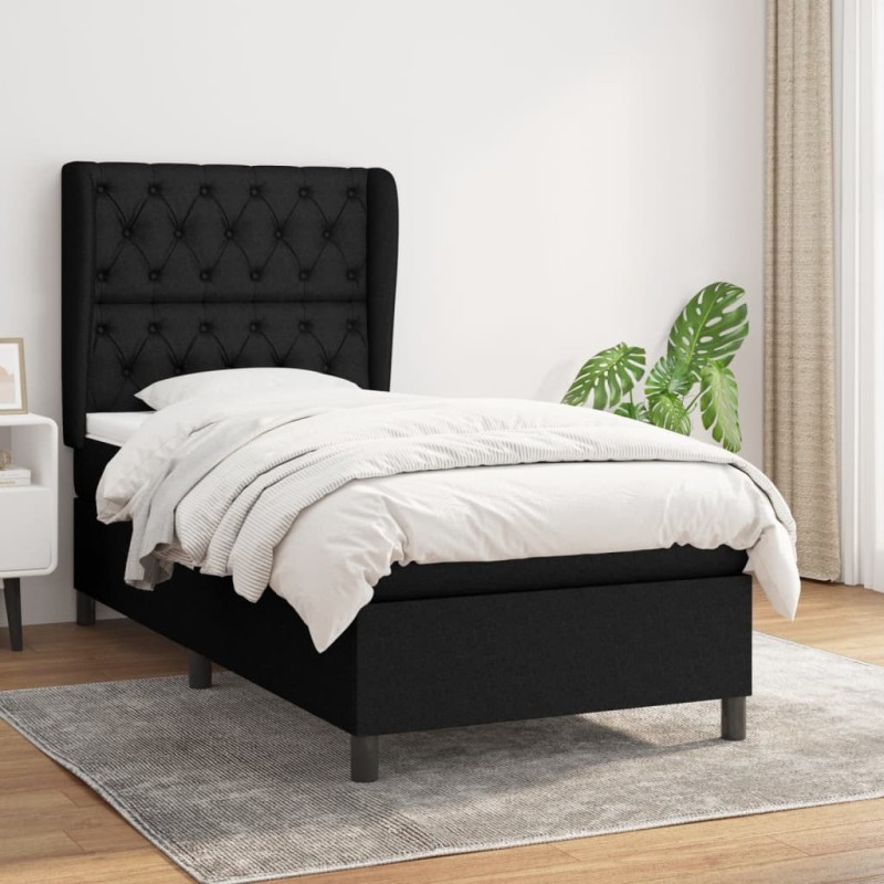 vidaXL Boxspringbett mit Matratze Schwarz 80x200 cm Stoff vidaXL Boxspringbett mit Matratze Schwarz 80x200 cm Stoff