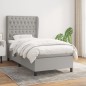 vidaXL Boxspringbett mit Matratze Hellgrau 100x200 cm Stoff vidaXL Boxspringbett mit Matratze Hellgrau 100x200 cm Stoff