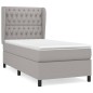 vidaXL Boxspringbett mit Matratze Hellgrau 100x200 cm Stoff vidaXL Boxspringbett mit Matratze Hellgrau 100x200 cm Stoff