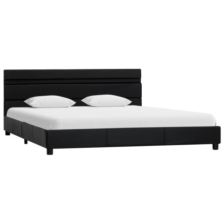 LED-Bettgestell Schwarz Kunstleder 160x200 cm