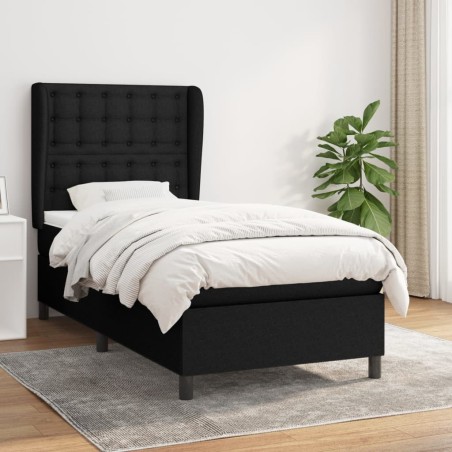 vidaXL Boxspringbett mit Matratze Schwarz 90x190 cm Stoff
