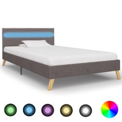 Bettgestell mit LED Hellgrau Stoff 100x200 cm
