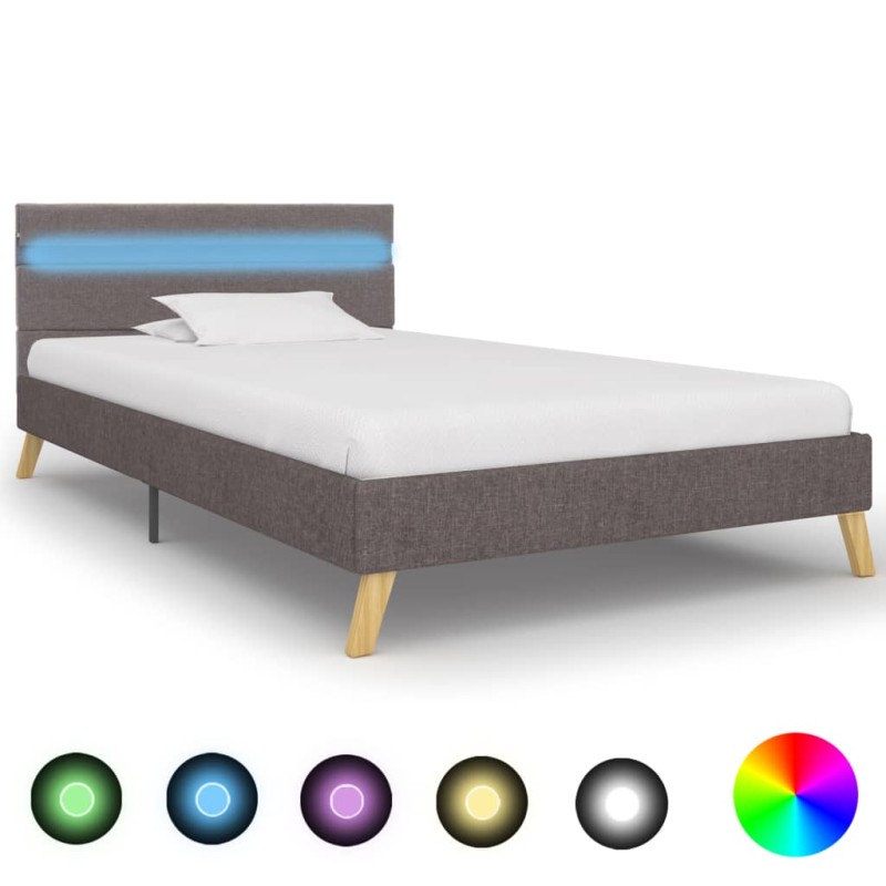 Bettgestell mit LED Hellgrau Stoff 100x200 cm Bettgestell mit LED Hellgrau Stoff 100x200 cm
