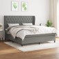 vidaXL Boxspringbett mit Matratze Dunkelgrau 160x200 cm Stoff vidaXL Boxspringbett mit Matratze Dunkelgrau 160x200 cm Stoff