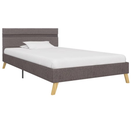 Bettgestell mit LED Hellgrau Stoff 100x200 cm