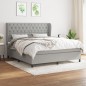 vidaXL Boxspringbett mit Matratze Hellgrau 160x200 cm Stoff vidaXL Boxspringbett mit Matratze Hellgrau 160x200 cm Stoff