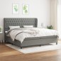 vidaXL Boxspringbett mit Matratze Dunkelgrau 200x200 cm Stoff vidaXL Boxspringbett mit Matratze Dunkelgrau 200x200 cm Stoff