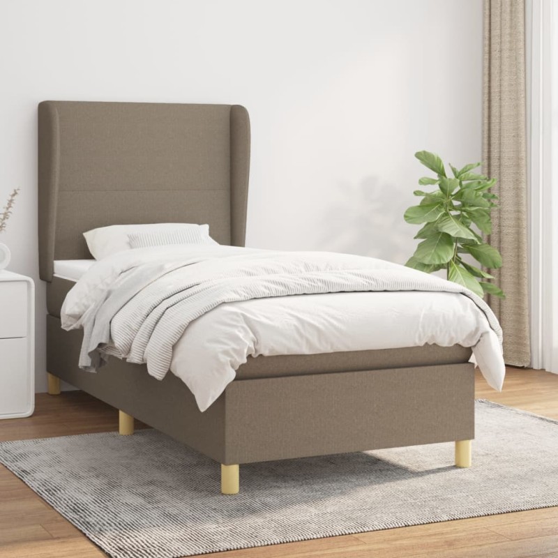 vidaXL Boxspringbett mit Matratze Taupe 90x190 cm Stoff vidaXL Boxspringbett mit Matratze Taupe 90x190 cm Stoff
