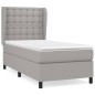 vidaXL Boxspringbett mit Matratze Hellgrau 90x200 cm Stoff vidaXL Boxspringbett mit Matratze Hellgrau 90x200 cm Stoff
