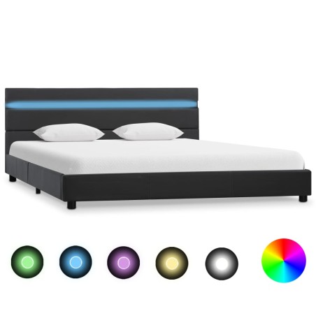 Bettgestell mit LED Grau Kunstleder 160x200 cm
