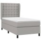 vidaXL Boxspringbett mit Matratze Hellgrau 90x200 cm Stoff vidaXL Boxspringbett mit Matratze Hellgrau 90x200 cm Stoff