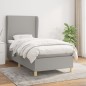 vidaXL Boxspringbett mit Matratze Hellgrau 90x200 cm Stoff vidaXL Boxspringbett mit Matratze Hellgrau 90x200 cm Stoff