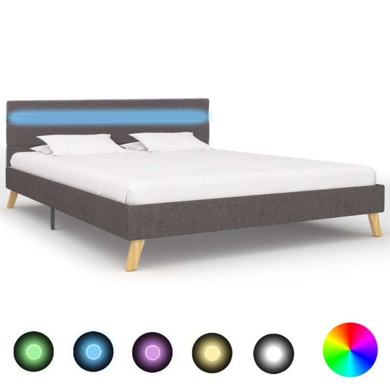Bettgestell mit LED Hellgrau Stoff 120x200 cm Bettgestell mit LED Hellgrau Stoff 120x200 cm