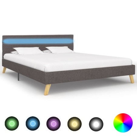 Bettgestell mit LED Hellgrau Stoff 120x200 cm