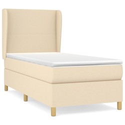 vidaXL Boxspringbett mit Matratze Creme 90x200 cm Stoff