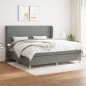 vidaXL Boxspringbett mit Matratze Dunkelgrau 200x200 cm Stoff vidaXL Boxspringbett mit Matratze Dunkelgrau 200x200 cm Stoff