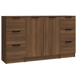 vidaXL Sideboards 3 Stk. Braun Eichen-Optik Holzwerkstoff