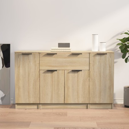 vidaXL Sideboards 3 Stk. Sonoma-Eiche Holzwerkstoff