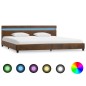 Bettgestell mit LED Braun Stoff 180x200 cm Bettgestell mit LED Braun Stoff 180x200 cm
