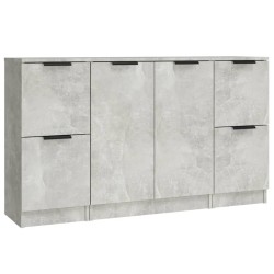 vidaXL Sideboards 3 Stk. Betongrau Holzwerkstoff