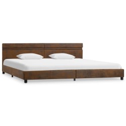 Bettgestell mit LED Braun Stoff 180x200 cm