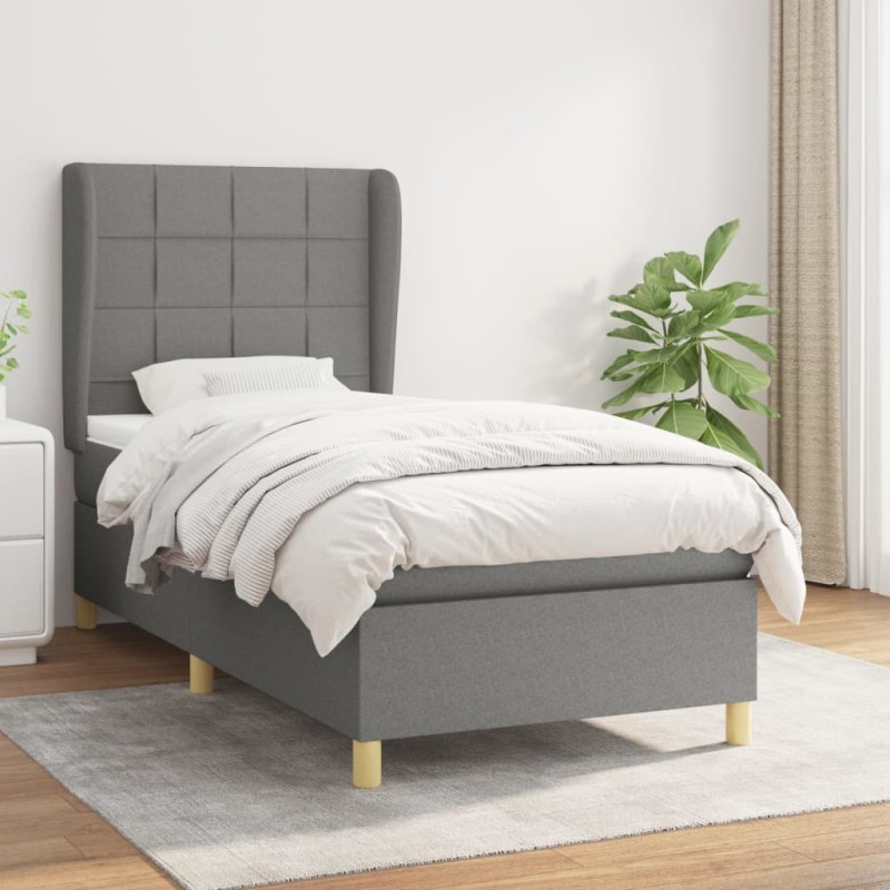 vidaXL Boxspringbett mit Matratze Dunkelgrau 80x200 cm Stoff vidaXL Boxspringbett mit Matratze Dunkelgrau 80x200 cm Stoff