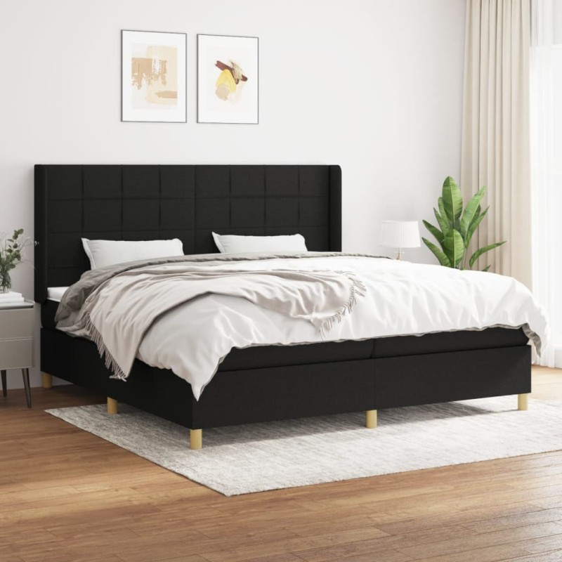 vidaXL Boxspringbett mit Matratze Schwarz 200x200 cm Stoff vidaXL Boxspringbett mit Matratze Schwarz 200x200 cm Stoff