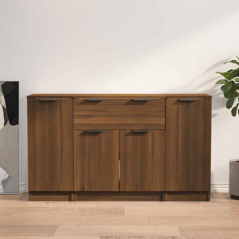 vidaXL Sideboards 3 Stk. Braun Eichen-Optik Holzwerkstoff vidaXL Sideboards 3 Stk. Braun Eichen-Optik Holzwerkstoff