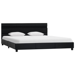 Bettgestell mit LED Schwarz Kunstleder 140×200 cm