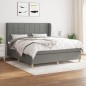 vidaXL Boxspringbett mit Matratze Dunkelgrau 160x200 cm Stoff vidaXL Boxspringbett mit Matratze Dunkelgrau 160x200 cm Stoff