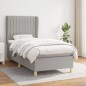 vidaXL Boxspringbett mit Matratze Hellgrau 90x200 cm Stoff vidaXL Boxspringbett mit Matratze Hellgrau 90x200 cm Stoff