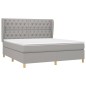 vidaXL Boxspringbett mit Matratze Hellgrau 160x200 cm Stoff vidaXL Boxspringbett mit Matratze Hellgrau 160x200 cm Stoff