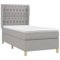 vidaXL Boxspringbett mit Matratze Hellgrau 90x190 cm Stoff vidaXL Boxspringbett mit Matratze Hellgrau 90x190 cm Stoff