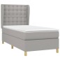 vidaXL Boxspringbett mit Matratze Hellgrau 100x200 cm Stoff vidaXL Boxspringbett mit Matratze Hellgrau 100x200 cm Stoff