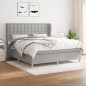 vidaXL Boxspringbett mit Matratze Hellgrau 180x200 cm Stoff vidaXL Boxspringbett mit Matratze Hellgrau 180x200 cm Stoff