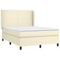 vidaXL Boxspringbett mit Matratze Creme 140x200 cm Kunstleder vidaXL Boxspringbett mit Matratze Creme 140x200 cm Kunstleder