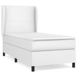 vidaXL Boxspringbett mit Matratze Weiß 90x200 cm Kunstleder