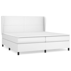 vidaXL Boxspringbett mit Matratze Weiß 200x200 cm Kunstleder