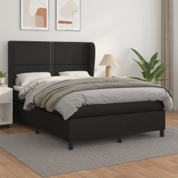 vidaXL Boxspringbett mit Matratze Schwarz 140x190 cm Kunstleder