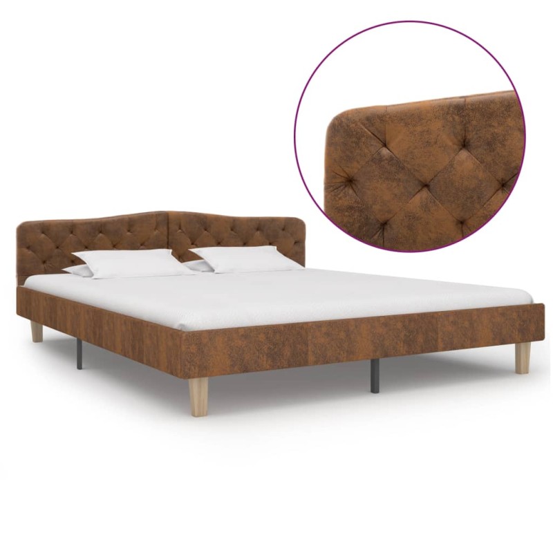 Bettgestell Braun Wildleder-Optik 180x200 cm Bettgestell Braun Wildleder-Optik 180x200 cm