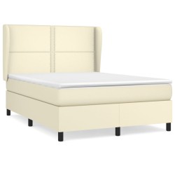 vidaXL Boxspringbett mit Matratze Creme 140x200 cm Kunstleder