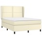 vidaXL Boxspringbett mit Matratze Creme 140x200 cm Kunstleder vidaXL Boxspringbett mit Matratze Creme 140x200 cm Kunstleder