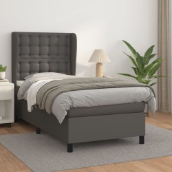 vidaXL Boxspringbett mit Matratze Grau 90x190 cm Kunstleder
