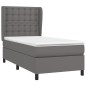 vidaXL Boxspringbett mit Matratze Grau 90x200 cm Kunstleder vidaXL Boxspringbett mit Matratze Grau 90x200 cm Kunstleder