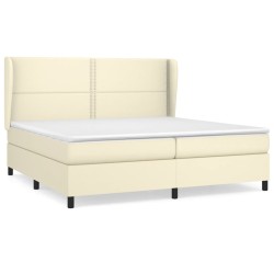 vidaXL Boxspringbett mit Matratze Creme 200x200 cm Kunstleder