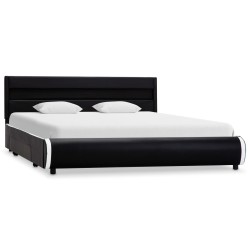 vidaXL Bettgestell mit LED Schwarz Kunstleder 140×200 cm 