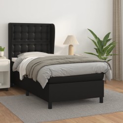 vidaXL Boxspringbett mit Matratze Schwarz 80x200 cm Kunstleder