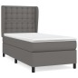 vidaXL Boxspringbett mit Matratze Grau 100x200 cm Kunstleder vidaXL Boxspringbett mit Matratze Grau 100x200 cm Kunstleder