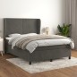 vidaXL Boxspringbett mit Matratze Dunkelgrau 140x190 cm Samt vidaXL Boxspringbett mit Matratze Dunkelgrau 140x190 cm Samt
